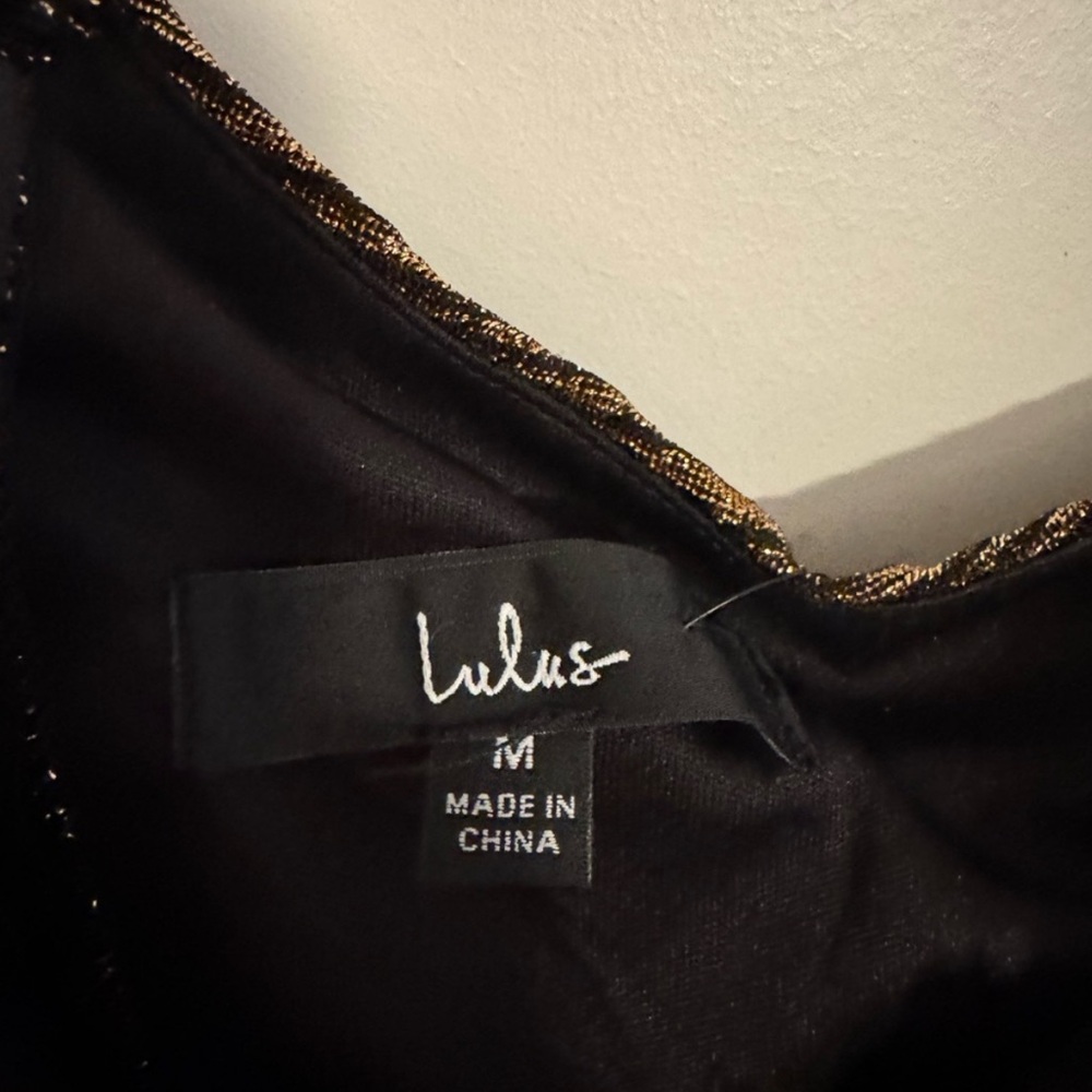Lulu's Win Me Over Black and Gold One-Shoulder Maxi Dress/prom dress - Picture 7 of 12